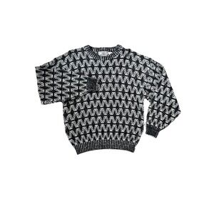 Vintage 90s Magnet Sweater Mens Medium Geometric Knit Ski Retro Grandpa Core Y2K